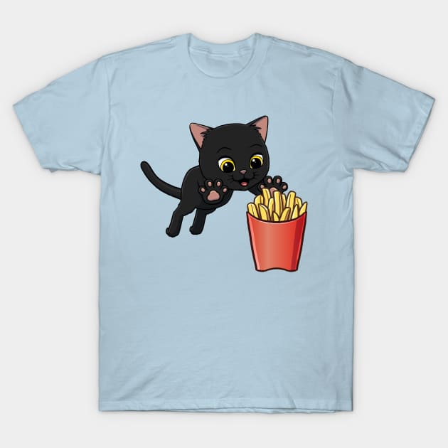 Bombay Cat excited to eat French Fries T-Shirt by Crazy Cool Catz